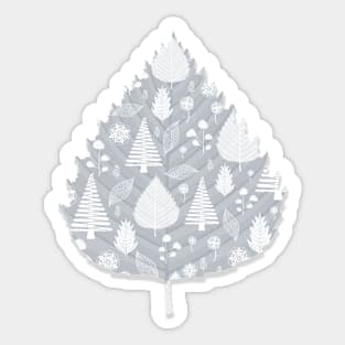 White Christmas Pattern with Nature Details 2 Sticker